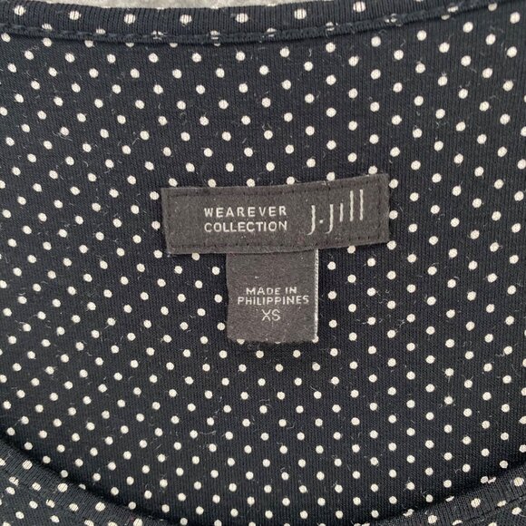 J Jill Top Womens Extra Small Black Polka Dot Wearever Long Sleeve Knit Stretch - Picture 5 of 10